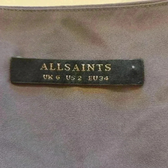 All Saints Taya Sleeveless V-Neck Pleated Dress Gray Womens Size 2 - Picture 7 of 9